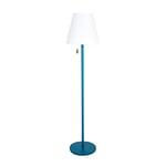 Greemotion Lampada da terra LED da esterno solare e ricaricabile, bianco caldo, base in metallo, dimmerabile, IP44, altezza ca. 150 cm, turchese/bianco