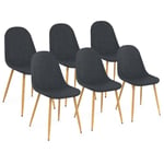 Lot de 6 chaises scandinaves daphne en tissu gris foncé pour salle à manger