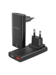 Choetech PD6011 PD65W GaN slim USB-A+C mini charger (black)