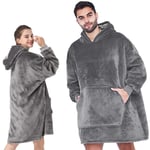 Snuggie Oversized Hoodie Filt Luva Oversize Grå Grey grå