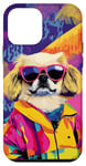 Coque pour iPhone 12 mini Pop Art coloré pour chien pékinois