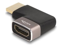 Delock - Hög Hastighet - Hdmi-Adapter Med Ethernet - Hdmi Hane Till Hdmi Hona Högervinklad - Svart/Grå - 8K60 Hz (7680 X 4320) Stöd