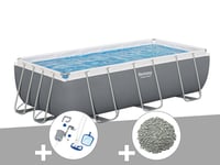 Kit piscine tubulaire Bestway Power Steel rectangulaire 4,04 x 2,01 x 1,00 m + Kit d'entretien + 10 kg de zéolite