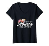 Womens La Mejor Abuela del Mundo Hispanic Grandparents Day V-Neck T-Shirt