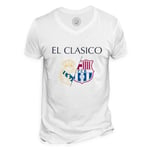 T-Shirt Homme Col V El Clasico Madrid Barcelone Sport Foot Ballon