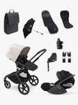 Bugaboo Fox 5 Pushchair & Accessories with Cybex Cloud T i-Size Rotating Baby Car Seat and Base T 360 Rotating ISOFIX Car Seat Base Bundle, Misty Whit