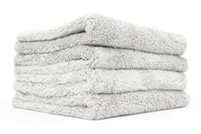 The Rag Company - Eagle Edgeless 500 - Serviettes coréennes Professionnelles en Microfibre 70/30 mélangées Super pelucheuses, 500 g/m², 40,6 x 40,6 cm, Gris Glacier (Lot de 4)