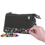 PIXIE CREW Pixie Large Pouch, PXA-02-BLACK-AL, Alphabet : Black with White Letters/Black (100)