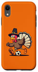 iPhone XR Funny Thanksgiving turkey Playing soccer ball Men Boys Kids Case