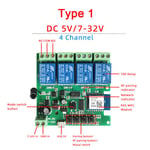 Tuya-Commutateur de moteur WiFi intelligent,4 canaux,DC 5V 12V 24V 32V,citations d'inching,RF 433mhz,technologie à distance pour Alexa Alice Google Home - Type 4CH 7-32V