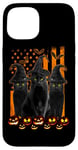 Coque pour iPhone 15 Black Cat Witch Hat American Flag Funny Halloween Costume