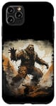 Coque pour iPhone 11 Pro Max Gros pied en colère sautant dans la forêt, yeti sasquatch singe de montagne