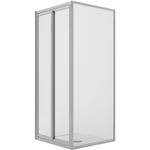 Cabine de douche angulaire fixe+saloon 2 portes pivotantes verre transparent h 198 mod. West 80X80 cm ouv. 80