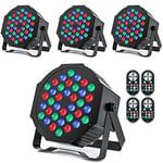 DELIBANG 4PCS Par LED Lampe de Scène, 36 LED RGB Lyre Eclairage de Scène Effet DMX512 avec Télécommande et Support, Lumiere DJ pour la Scène s'allume Disco Party Mariage