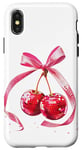 Coque pour iPhone X/XS Rose Bow Coquette Esthétique Y2K Cerise Fille Femme