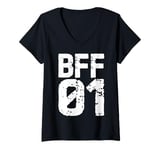 Womens Vintage BFF 01 Best Friends Matching Bestie Friendship Day V-Neck T-Shirt