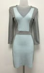 French Connection UK6 Eur34 US2 new grey/blue textured bodycon long-sleeve dress