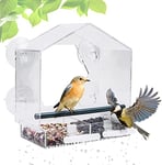 Fubullish Mangeoire à Oiseaux de fenêtre, Grande mangeoire pour Oiseaux pour l'extérieur avec 4 ventouses puissantes et 2 Supports supplémentaires, Plateau Amovible et Trous de Drainage, Forme de