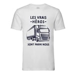 T-Shirt Homme Col Rond Les Vrais Héros - Camionneur Métier Camion