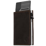 DODENSHA MagSnap Portefeuille pour Homme I Slim Wallet avec Compartiment à Monnaie I Wallets for Men pour Plus de 10 Cartes I Fermeture magnétique Portefeuille I Protection RFID (Marron/Argenté)