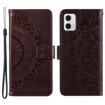 SKALO Motorola Moto G73 5G Mandala Plånboksfodral - Brun Brun