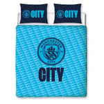 Manchester City Crest Double Duvet Cover Set Football Kids Bedroom 2-in-1 Design