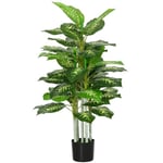 HOMCOM Plante Artificielle calathea Hauteur 120 cm Pot Ciment - intérieur ou extérieur