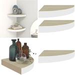 Vidaxl - tagères d'angle murales 2 pcs Chêne et blanc 25x25x3,8 cm mdf - étagère d'angle murale - étagères d'angle murales - Home & Living - Brun