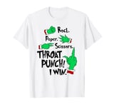 Rock paper scissors throat punch I win green hand T-Shirt