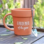 Terracotta Pot Mug & Shovel Spoon Gardener of the Year Boxed Gift Set Coffee Tea