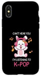 Coque pour iPhone X/XS Cadeau Kpop Bunny avec inscription « Can't Hear You I'm Listening To K-pop »