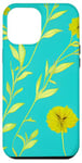 Coque pour iPhone 12 Pro Max Fleurs sauvages vives sur fond turquoise