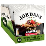 JORDANS Granola Deluxe Dark Chocolate and Strawberries | Breakfast Cereal | High Fibre | 4 Packs of 500g