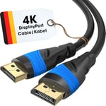 KabelDirekt – 4K DisplayPort Cable – 7.5m – DP Cable, Developed in Germany – Available in 0.5-10m (Display Port monitor cable for PC/Laptop and monitor at 4K@60Hz, gaming at 144Hz, Dolby Audio, black)