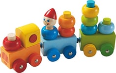 HABA - Train Découverte Ronds Multicolores - Train Enfant - Jeu d'assemblage en Bois - 12 Mois et Plus - 005126