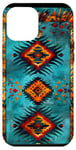 Coque pour iPhone 12 Pro Max Motif géométrique aztèque turquoise du sud-ouest