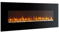 BREAKLING Cheminée Électrique Murale Effet Flammes LEDs Taille XXL 122x16x52cm - Noire - Chauffage 2000W