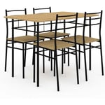 Idmarket - Ensemble table angie 4 personnes + 4 chaises bois et métal noir