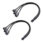 Cable Matters 2 Pack 4 Pin PWM Splitter Cable 30cm, 3 Computer Fan Splitter Cable, PC Fan Splitter Cable, 3 Fan Splitter Cable