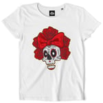 Teetown - T Shirt Femme - Minnie Dia De Los Muertos - Mexique Squelette Fête Rose Maquillage Culture Célébration - 100% Coton Bio