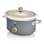 Swan SF17021GRYN Nordic Slow Cooker with 3 Temperature Settings, Keep Warm Function, 3.5L, 200W, Matte Grey