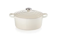 Le Creuset Signature Enamelled Cast Iron Round Casserole Dish With Lid, 22 cm, 3.3 Litre, Meringue, 21177227164430