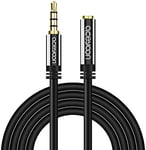 aceyoon Headphone Extension Cable, Aux Cable 3.5mm Support Microphone Audio Cable 3M Male to Female Earphone Extension Lead Compatible with Headphones Tablet Phones PC,MP3 CD players, Car stereos