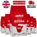 Lavazza Quality Rossa Coffee Beans - Authentic Italian Blend Pack of 06