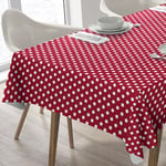 Home Direct Large Rectangular Oilcloth PVC Wipe Clean Tablecloth Table Cover 140cm x 240cm 55x94 Polka Dot Red