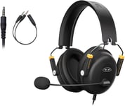 Casque de jeu pour PS4 Xbox 1, casque supra-auriculaire avec réduction du bruit et basses lourdes avec rétractable, casque filaire PC avec microphone - casque d'ordinateur de 3,5 mm pour