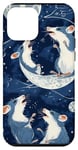 Coque pour iPhone 12 mini Bleu Moderne Ethnique Trois Opossums hurlant à la lune