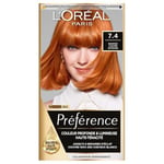 L’ORÉAL PARIS - Coloration Cheveux Permanente - Longue Durée & Lumineuse - Couvre 100% des Cheveux Blancs - Préférence - Nuance : Dublin Mango (7.4), Cuivré Intense