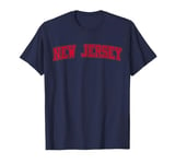 New Jersey NJ Varsity Style Garden State Outline Red T-Shirt