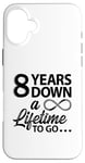 iPhone 16 Plus 8th Wedding Anniversary Cute 8 Years Down A Lifetime To Go Case